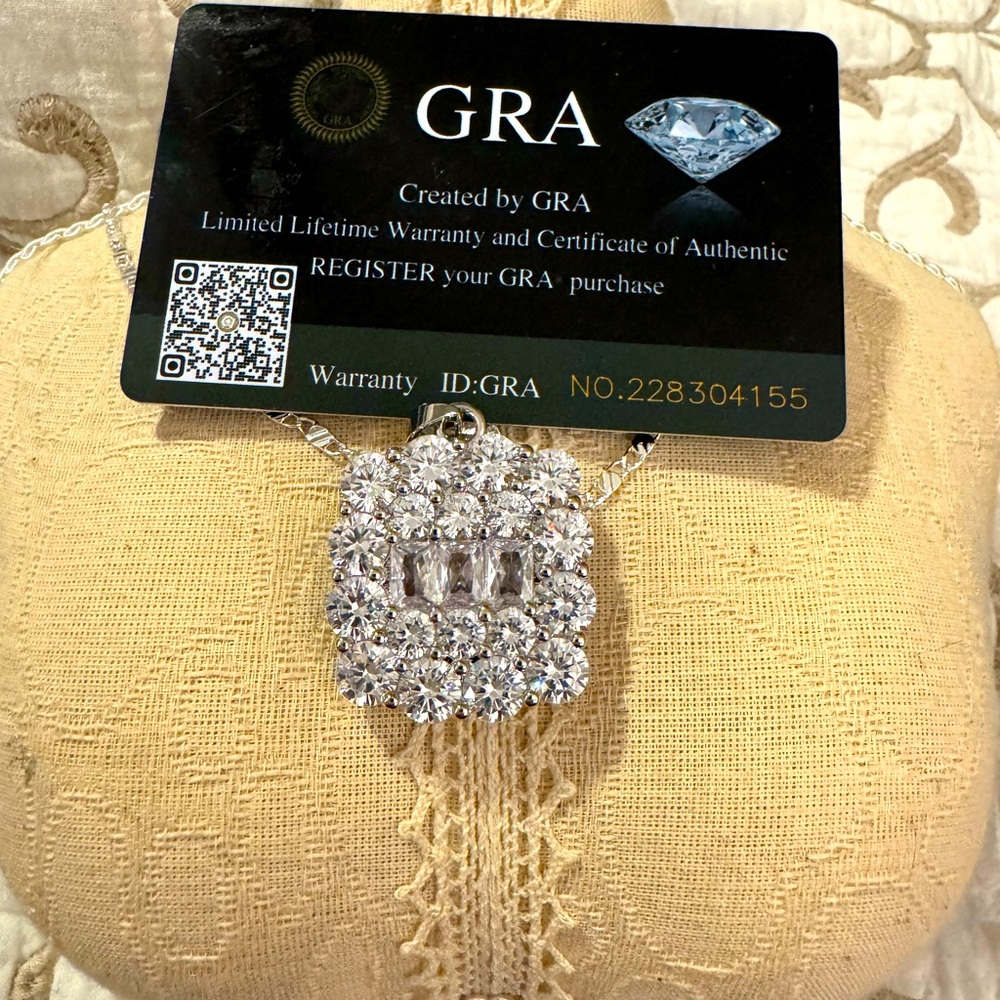 Diamond Moissanite 19ct Rectangular Necklace 14k … - image 2